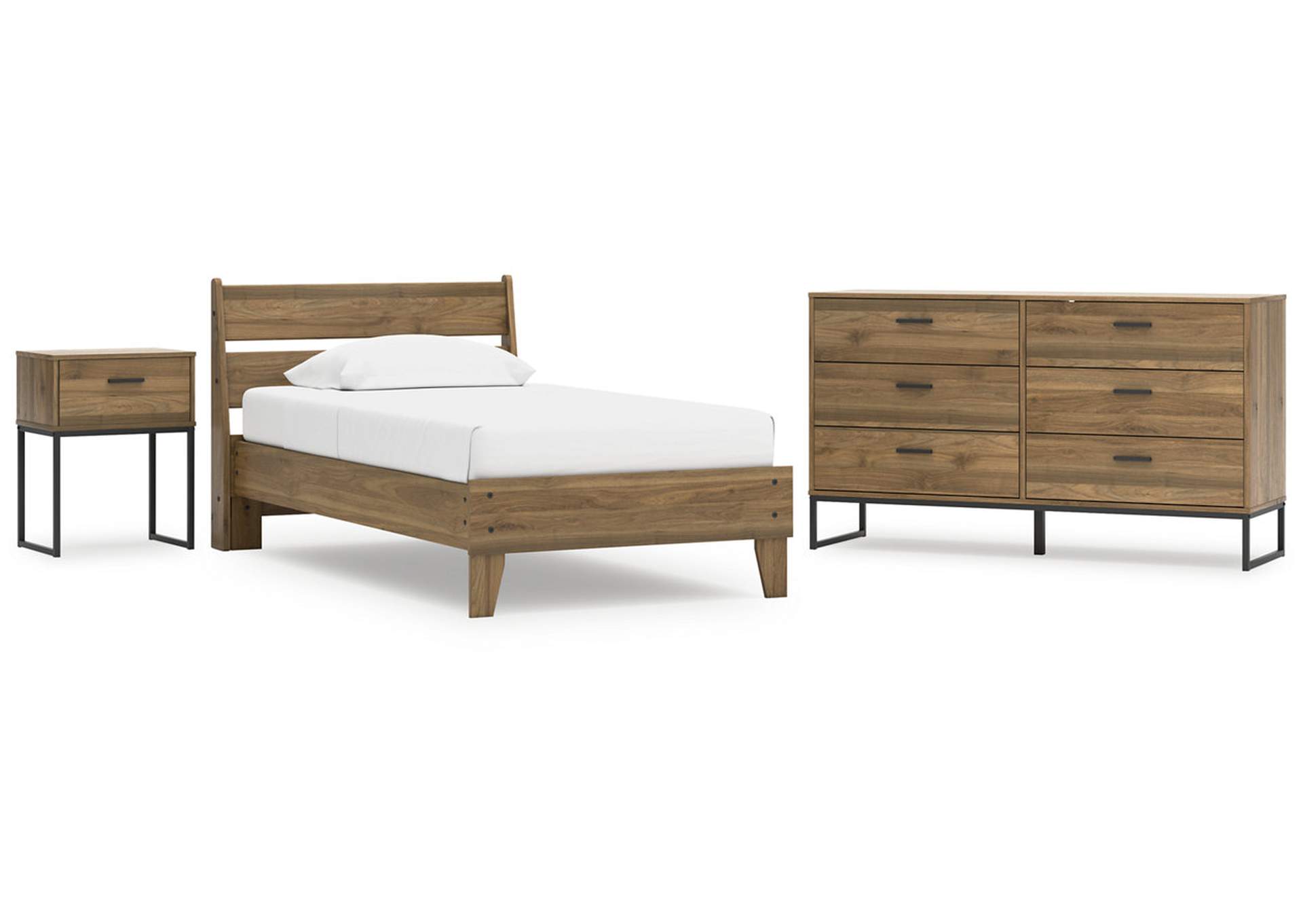 Deanlow Twin Platform Panel Bed with Dresser and Nightstand,Signature Design By Ashley