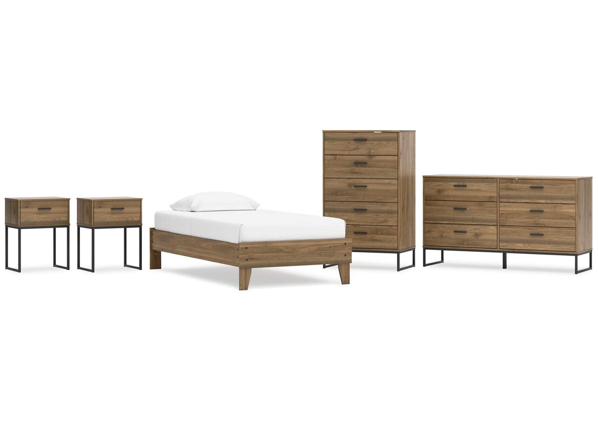 Deanlow Twin Platform Bed with Dresser, Chest and 2 Nightstands,Signature Design By Ashley