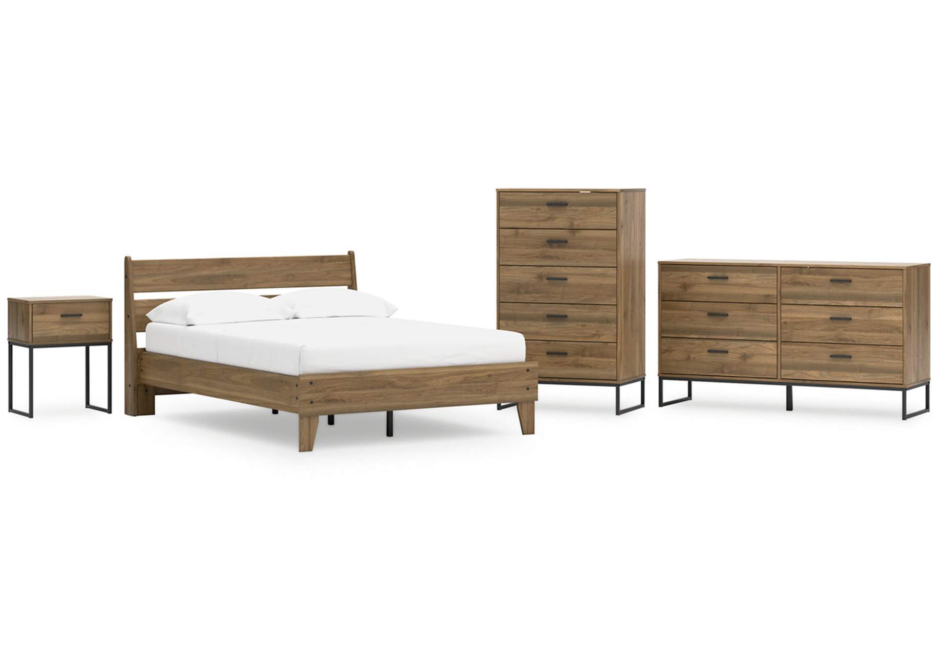 Deanlow Full Platform Panel Bed with Dresser, Chest and Nightstand,Signature Design By Ashley