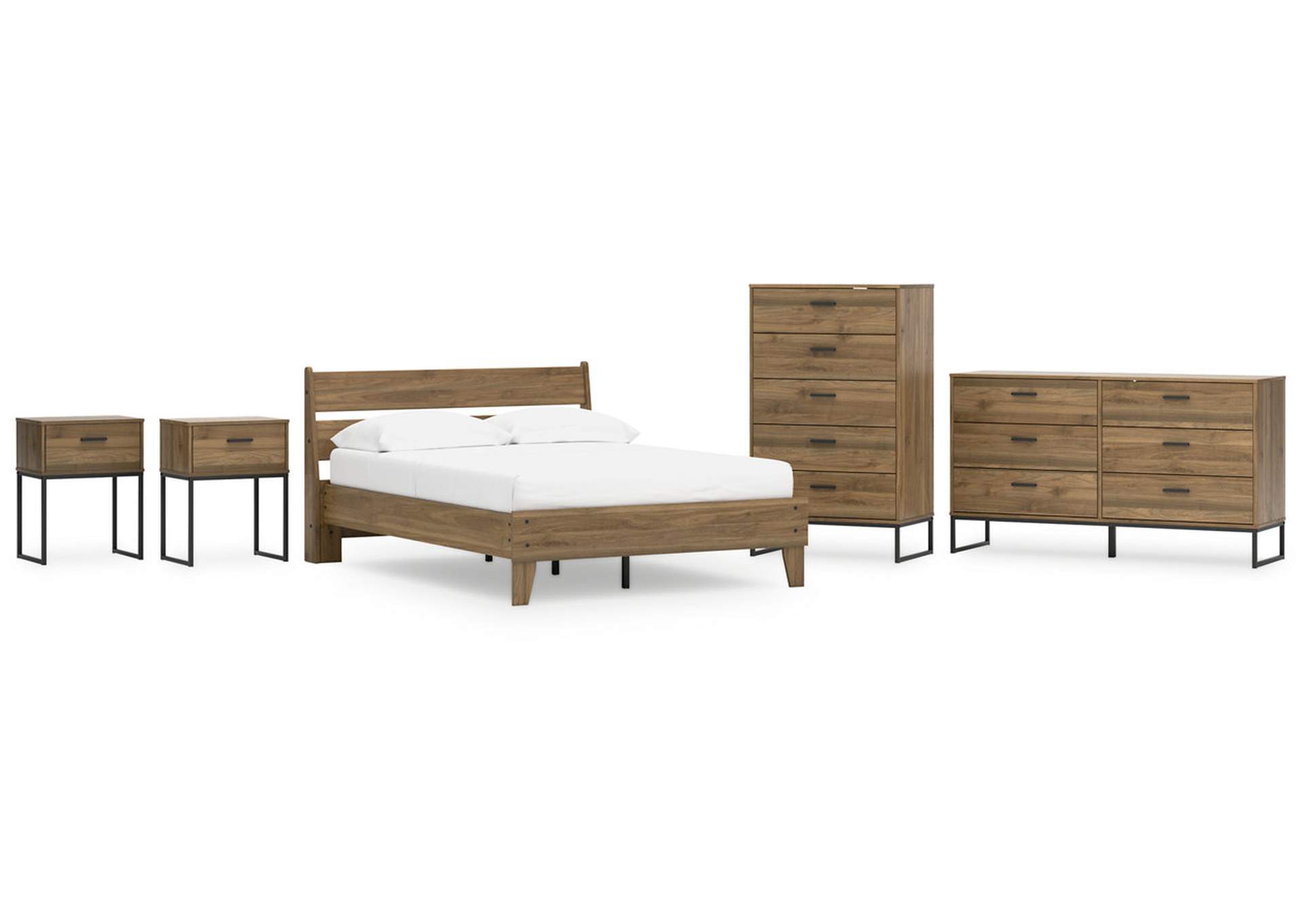 Deanlow Full Platform Panel Bed with Dresser, Chest and 2 Nightstands,Signature Design By Ashley