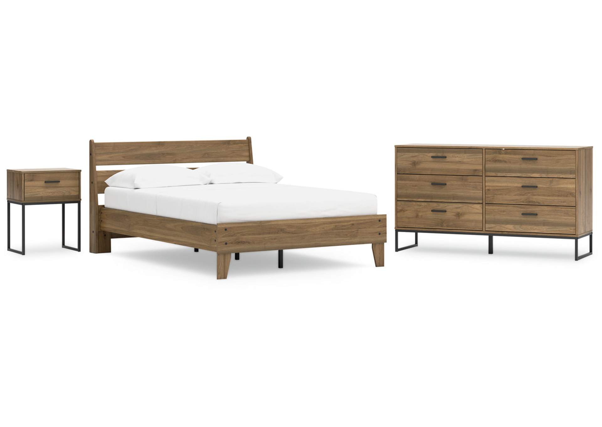 Deanlow Full Platform Panel Bed with Dresser and Nightstand,Signature Design By Ashley