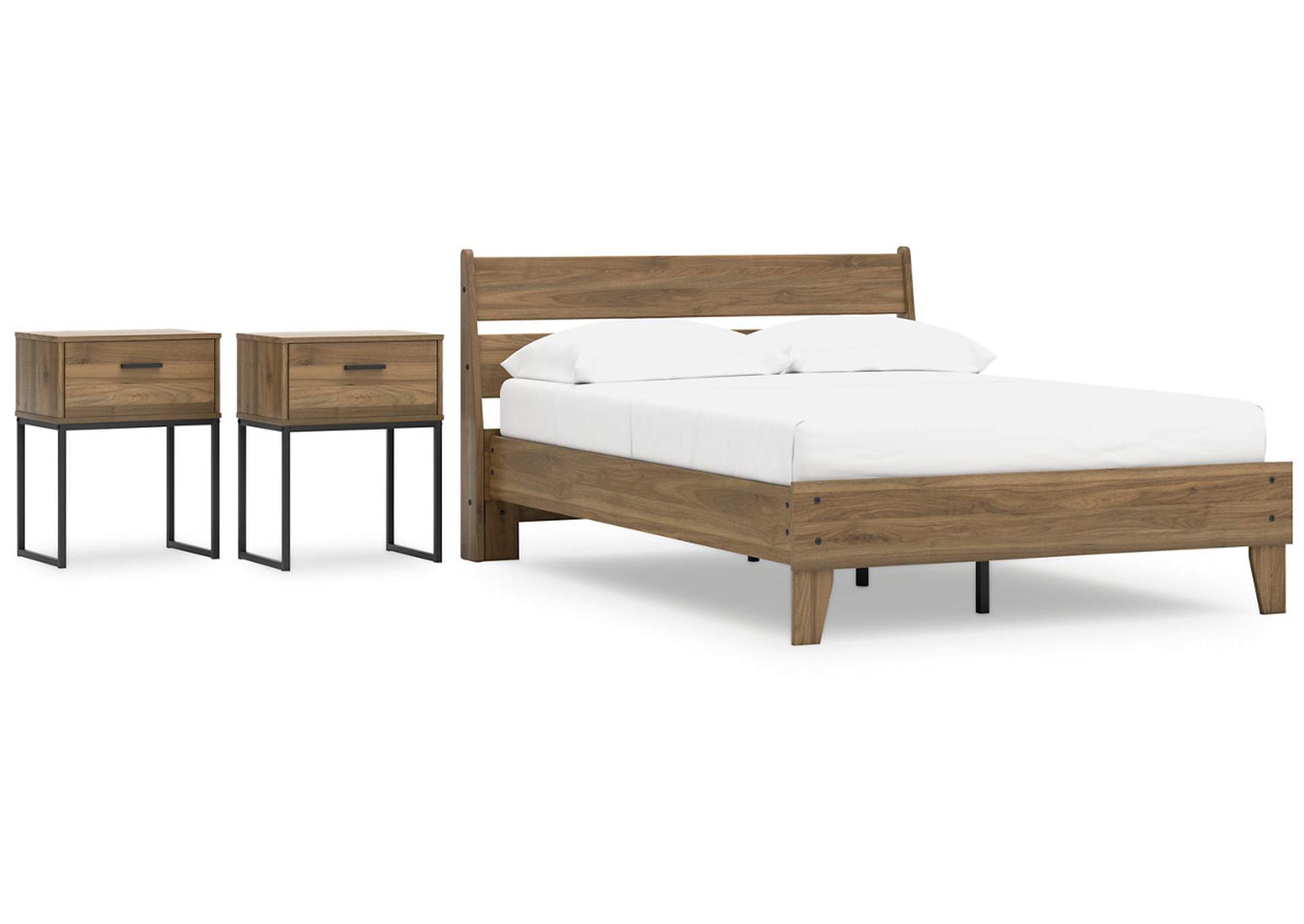 Deanlow Full Platform Panel Bed with 2 Nightstands,Signature Design By Ashley