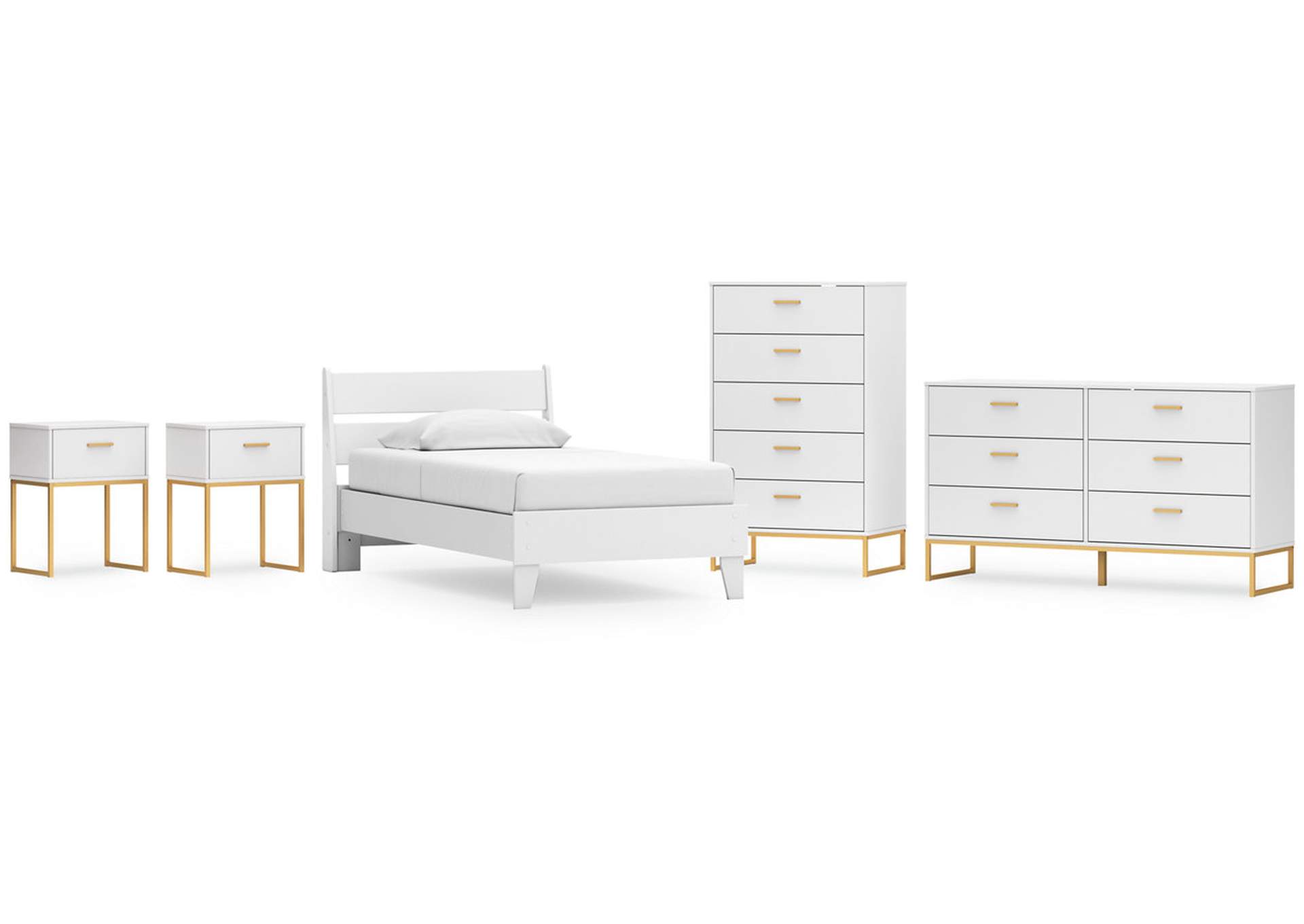 Socalle Twin Panel Platform Bed with Dresser, Chest and 2 Nightstands,Signature Design By Ashley