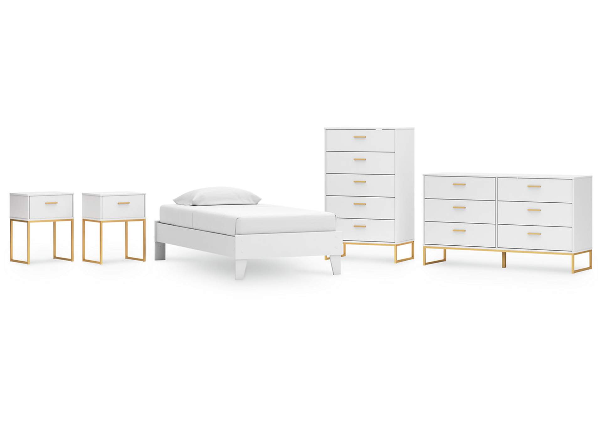 Socalle Twin Platform Bed with Dresser, Chest and 2 Nightstands,Signature Design By Ashley