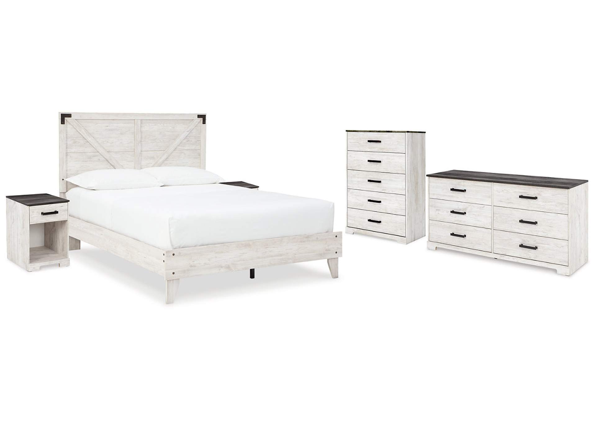 Shawburn Queen Platform Bed with Dresser, Chest and 2 Nightstands,Signature Design By Ashley