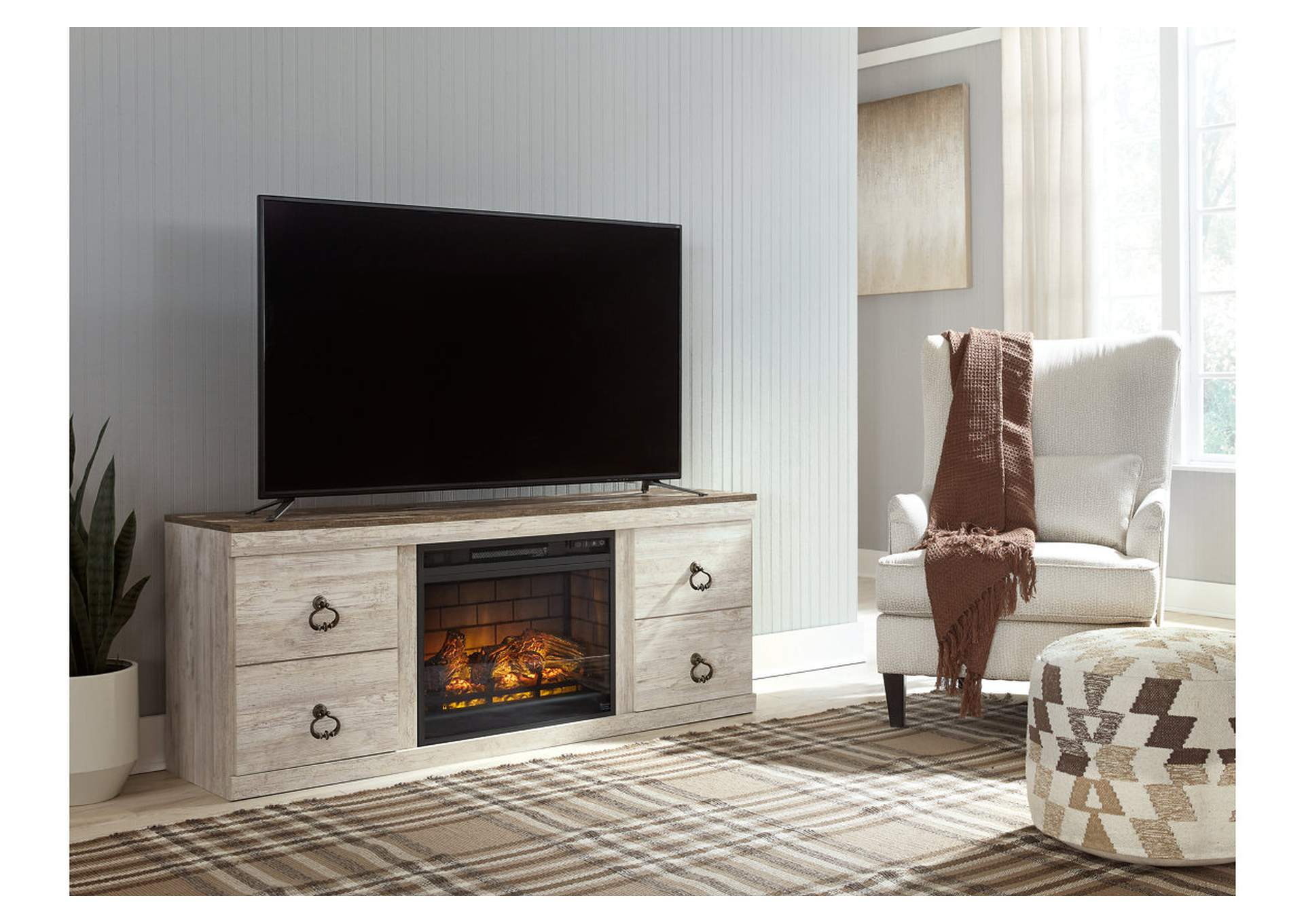 Willowton TV Stand with Electric Fireplace,Signature Design By Ashley