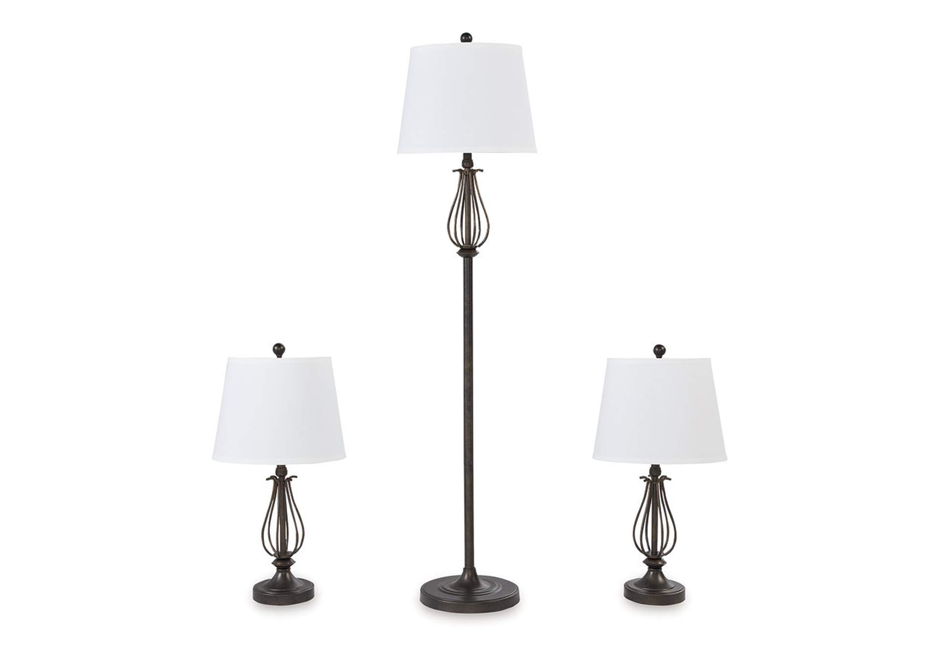 Brycestone Floor Lamp with 2 Table Lamps,Signature Design By Ashley