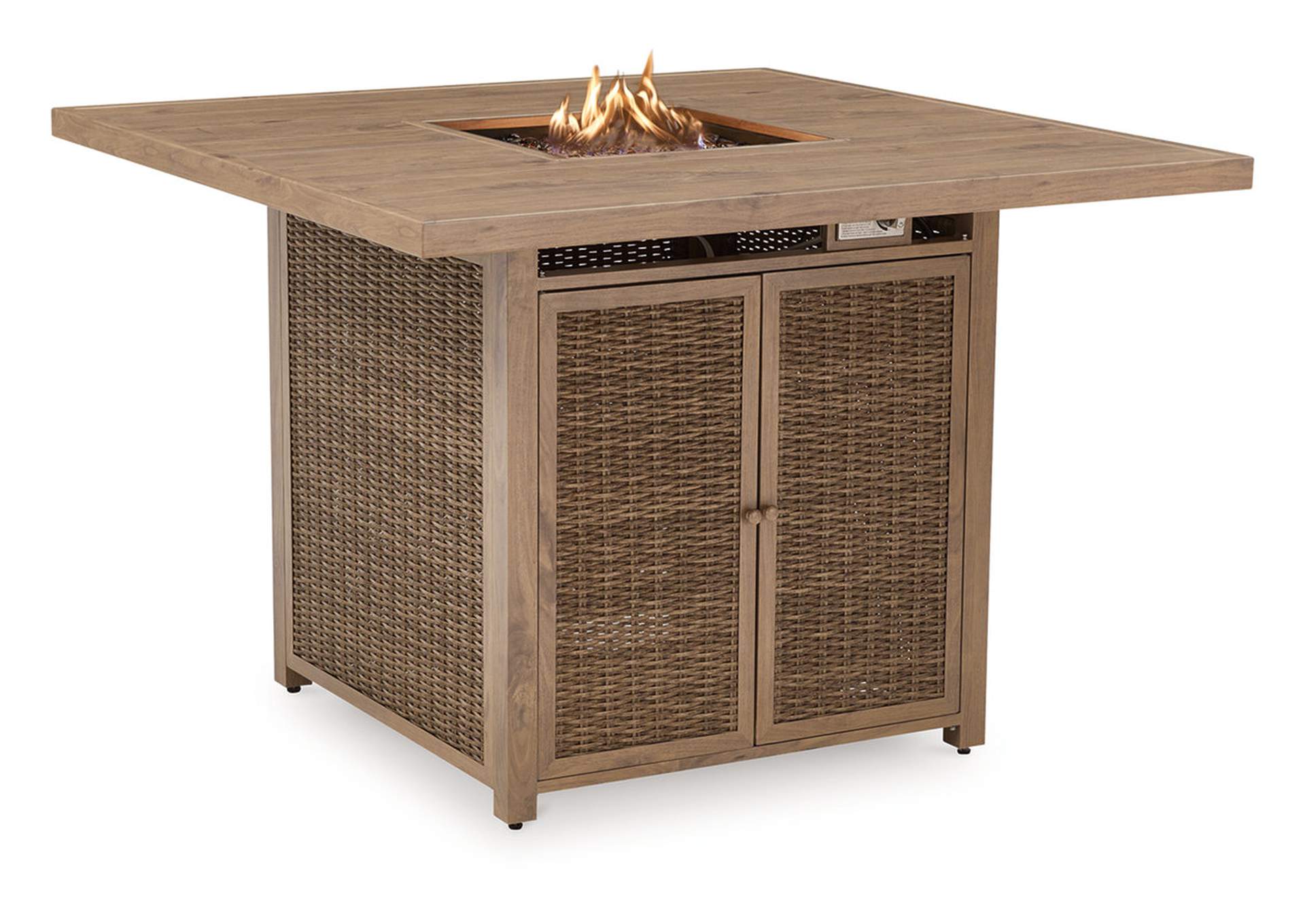 Walton Bridge Outdoor Bar Table with Fire Pit,Outdoor By Ashley