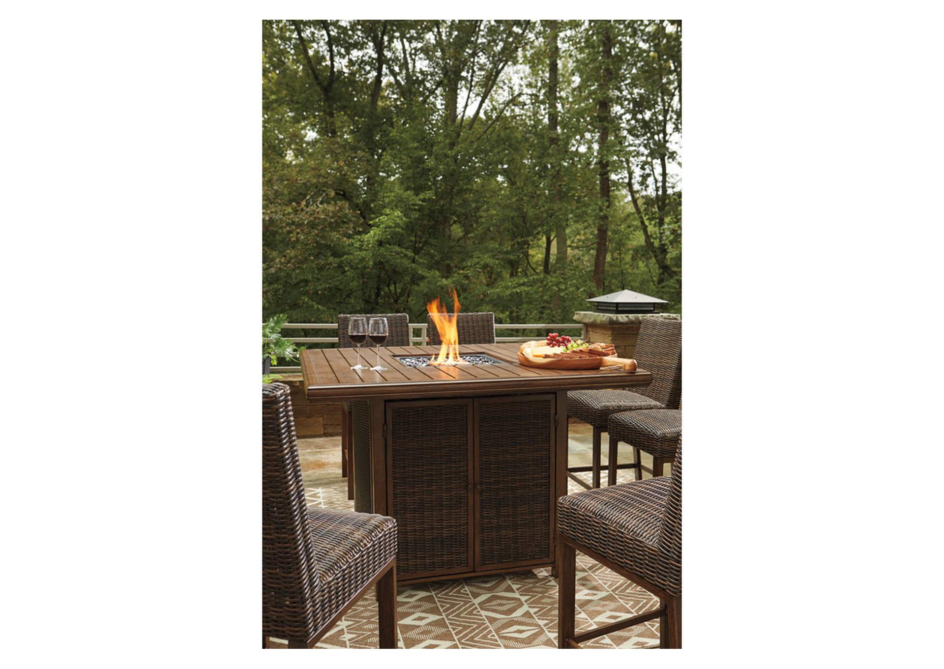 Paradise Trail Outdoor Bar Table and 8 Barstools,Outdoor By Ashley