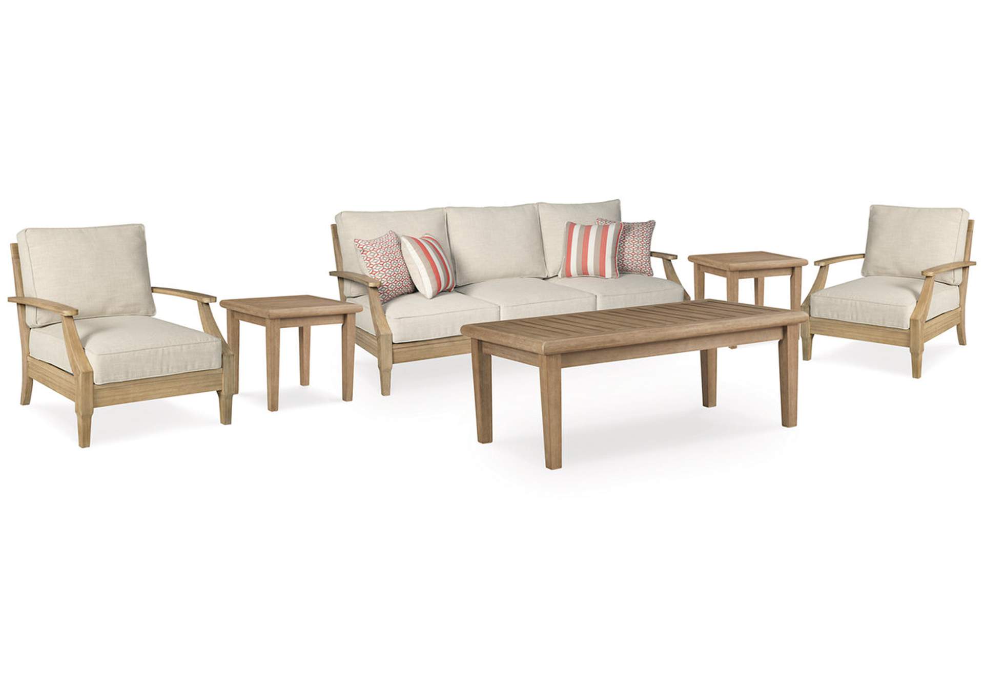 Clare View Outdoor Sofa and  2 Lounge Chairs with Coffee Table and 2 End Tables,Outdoor By Ashley