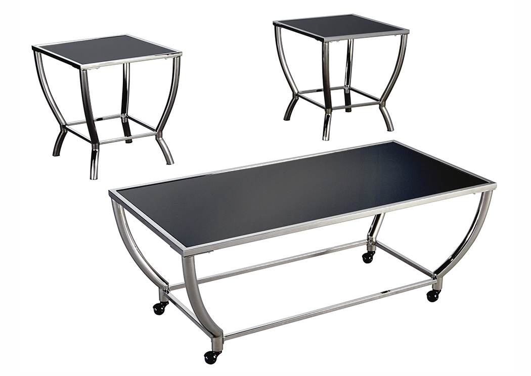 Blasney Black/Chrome Finish Occasional Table Set,ABF Signature Design by Ashley