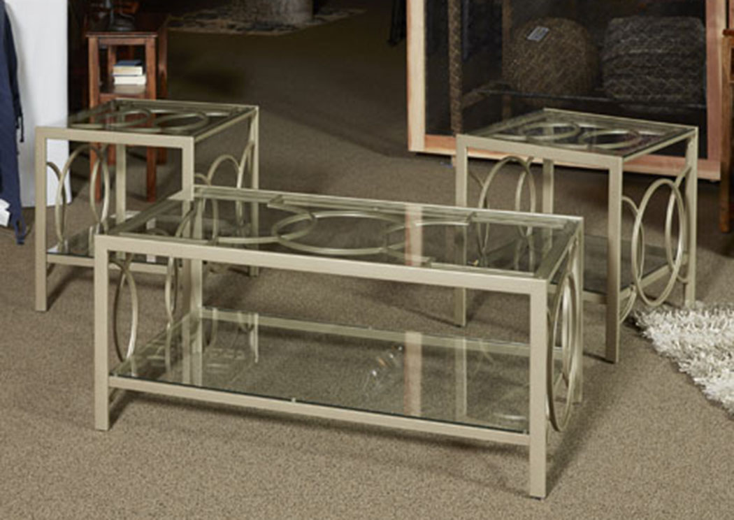 Charmoni Gold Finish Rectangular Cocktail Table,ABF Signature Design by Ashley