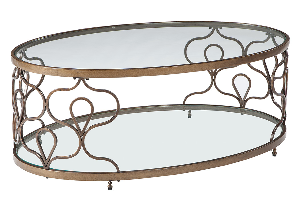 Fraloni Bronze Finish Oval Cocktail Table,ABF Signature Design by Ashley