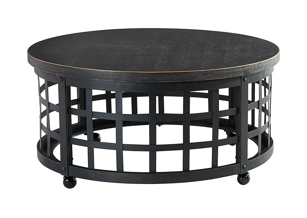 Marimon Black Round Cocktail Table,ABF Signature Design by Ashley