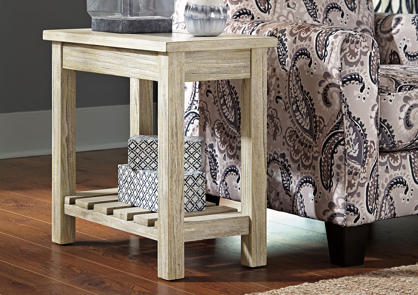 Veldar Whitewash Chair Side End Table,ABF Signature Design by Ashley