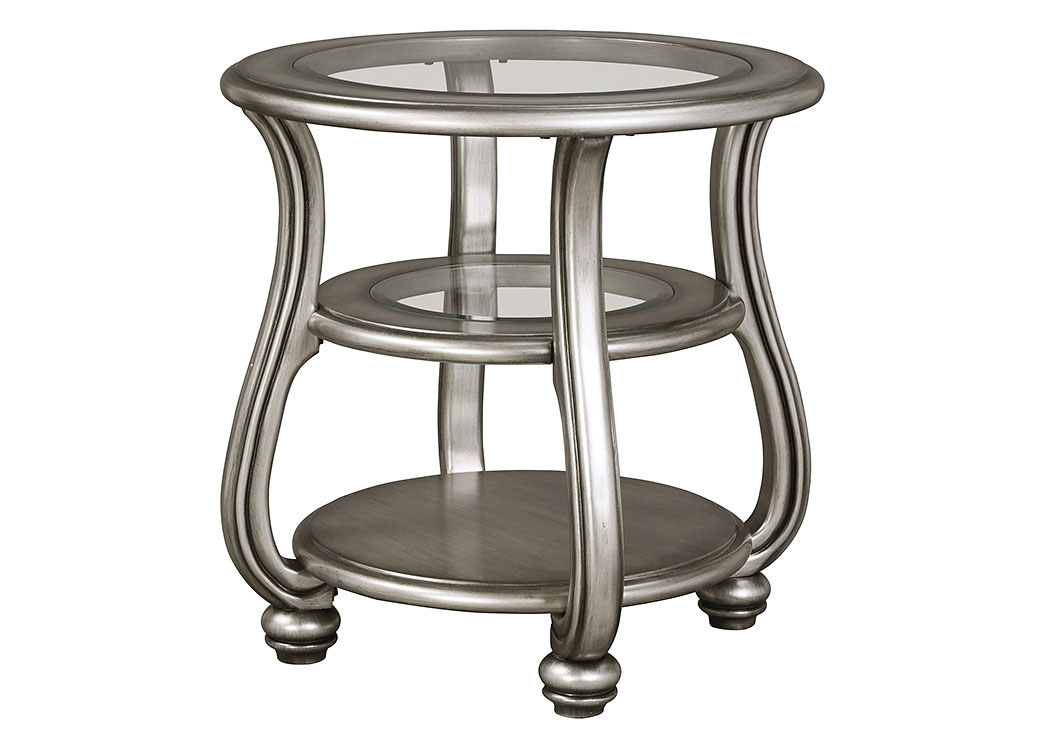 Coralayne Silver Finish Round End Table,ABF Signature Design by Ashley