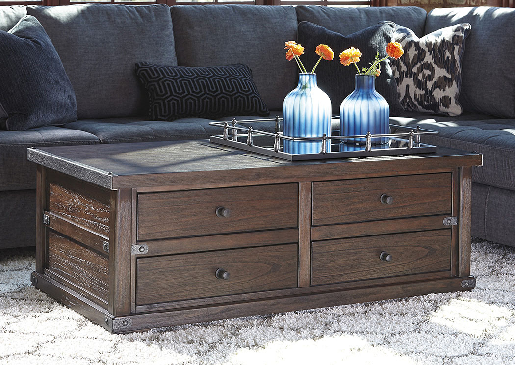 Zenfield Medium Brown Cocktail Table with Storage,ABF Signature Design by Ashley