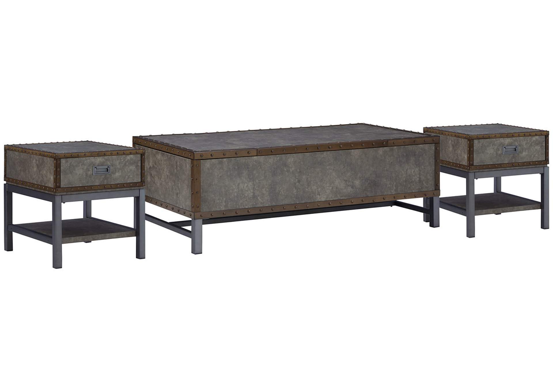 Derrylin Coffee Table with 2 End Tables,Signature Design By Ashley