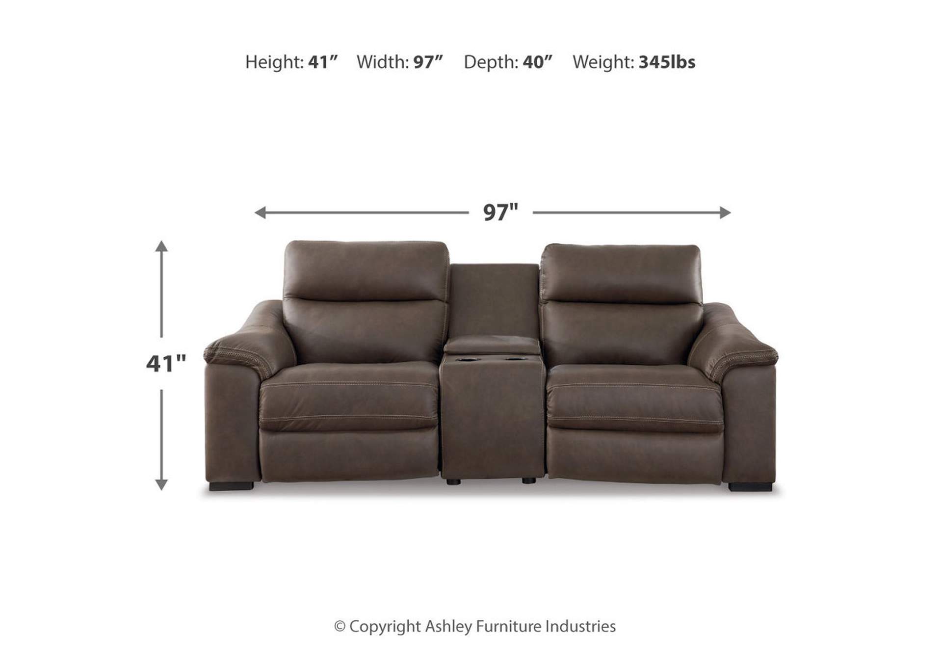 Salvatore 3-Piece Power Reclining Sectional Loveseat with Console,Signature Design By Ashley