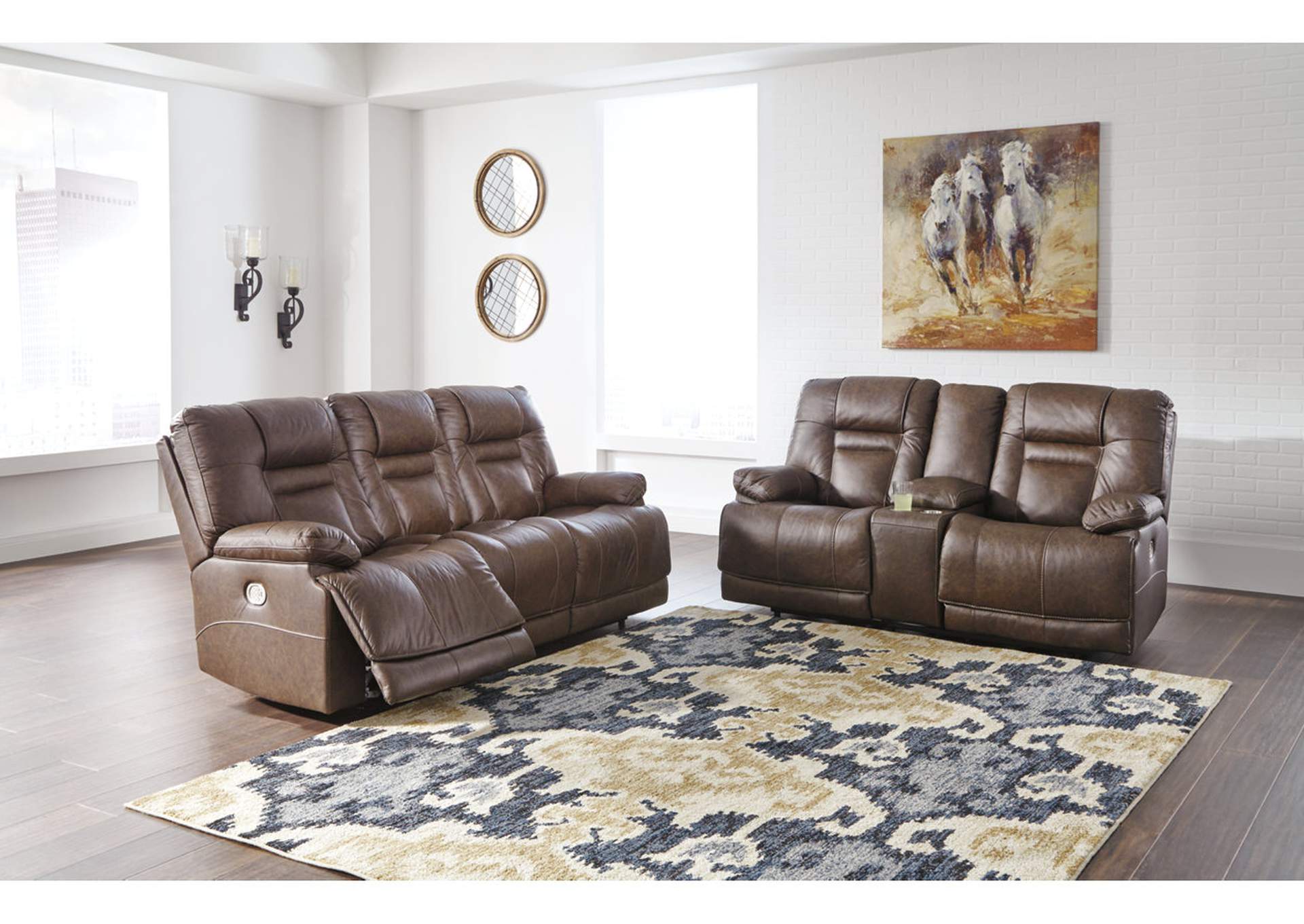 Wurstrow Triple Power Reclining Sofa and Loveseat Set,Signature Design By Ashley