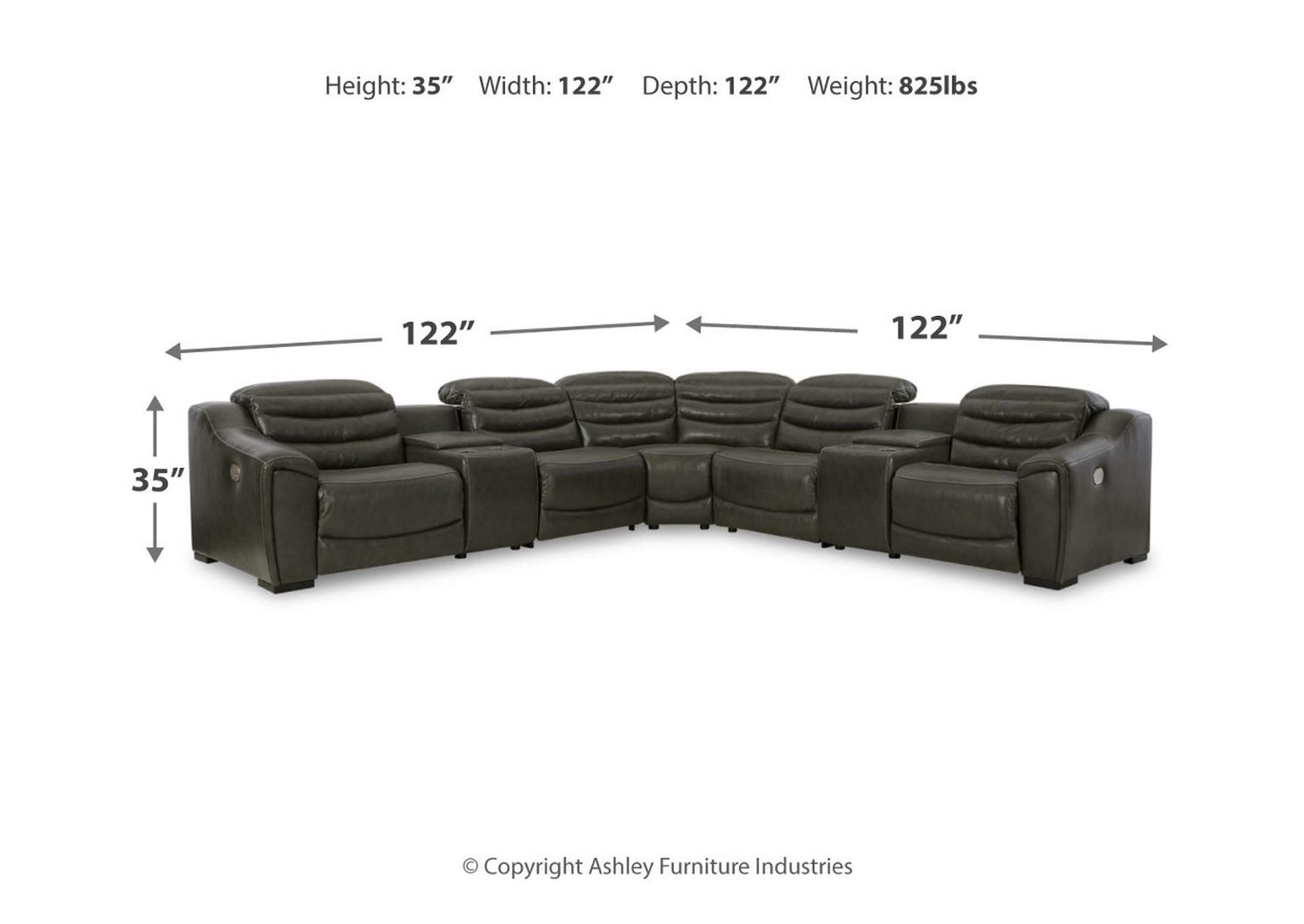 Center Line 7-Piece Power Reclining Sectional,Signature Design By Ashley