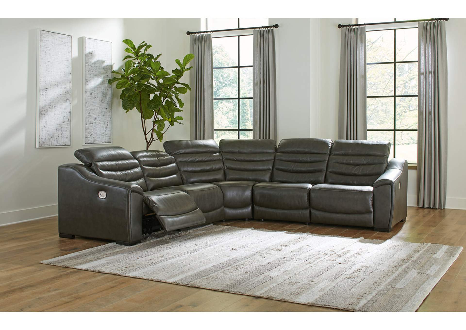 Center Line 5-Piece Power Reclining Sectional,Signature Design By Ashley