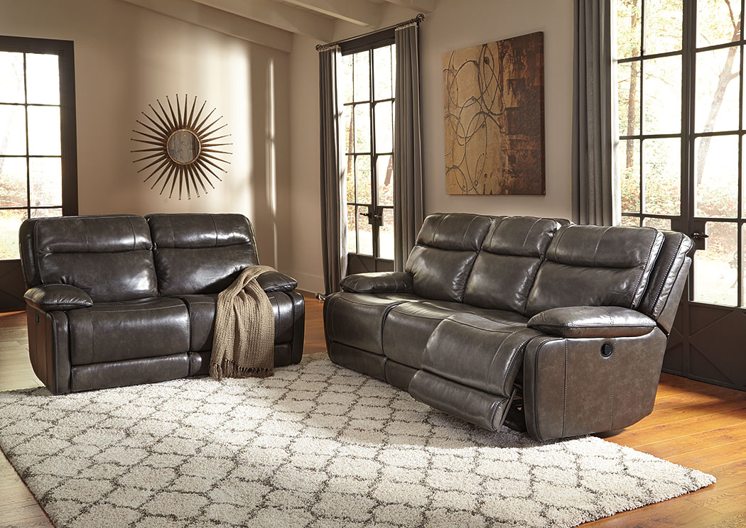 Palladum Metal Reclining Sofa and Loveseat,ABF Signature Design by Ashley