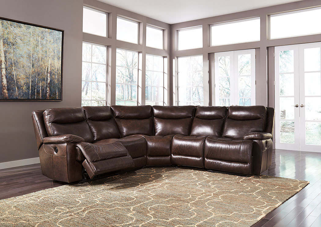 Zaiden Antique Left Facing Sectional w/ Right Facing Zero Wall Power Recliner,ABF Signature Design by Ashley