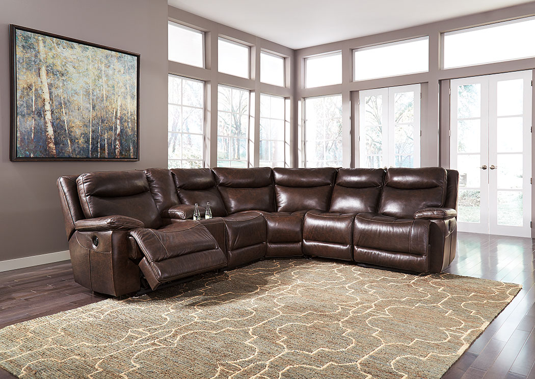 Zaiden Antique Left Facing Sectional w/ Console and Right Facing Zero Wall Recliner,ABF Signature Design by Ashley