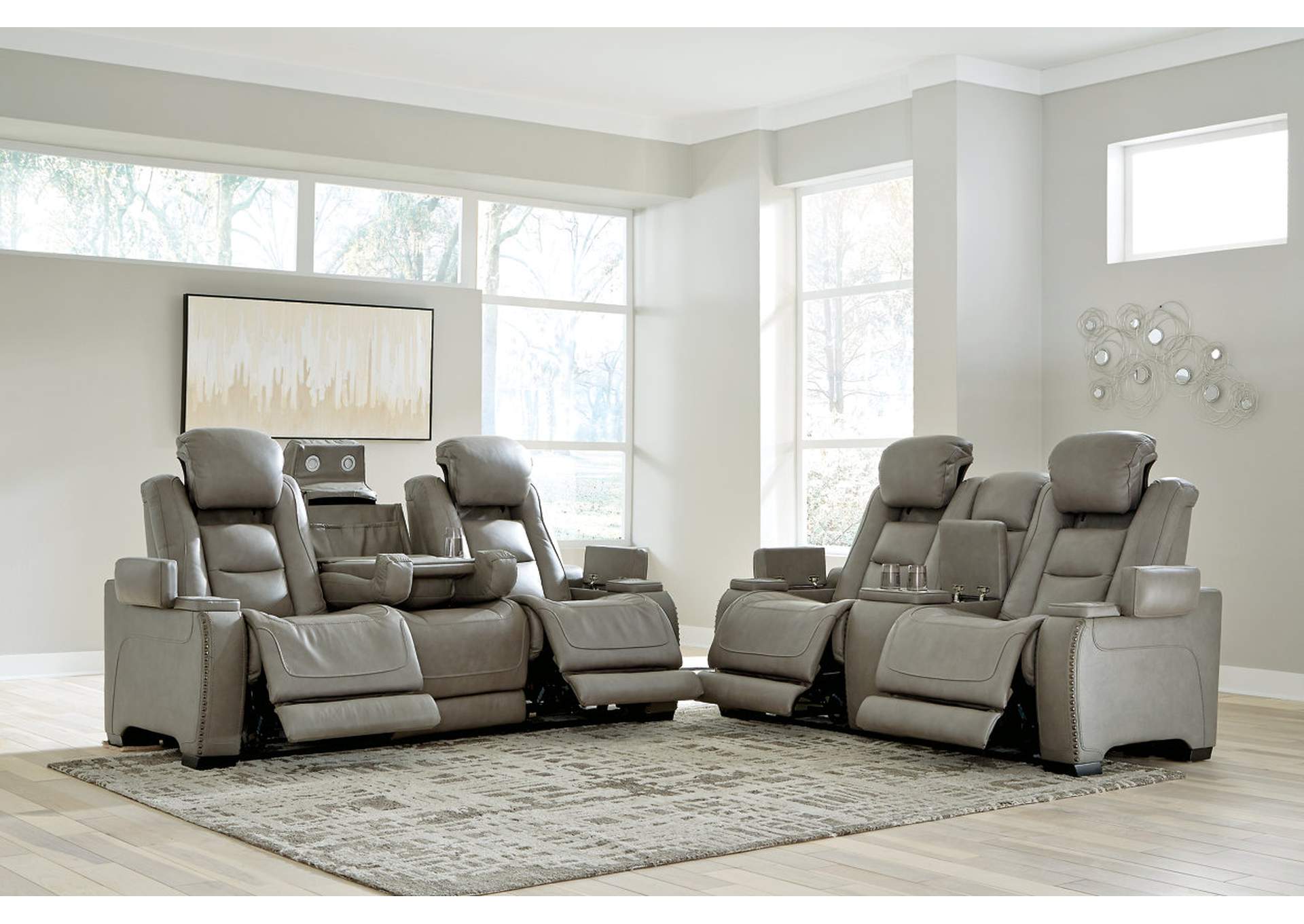 The Man-Den Triple Power Reclining Sofa and Loveseat Set,Signature Design By Ashley