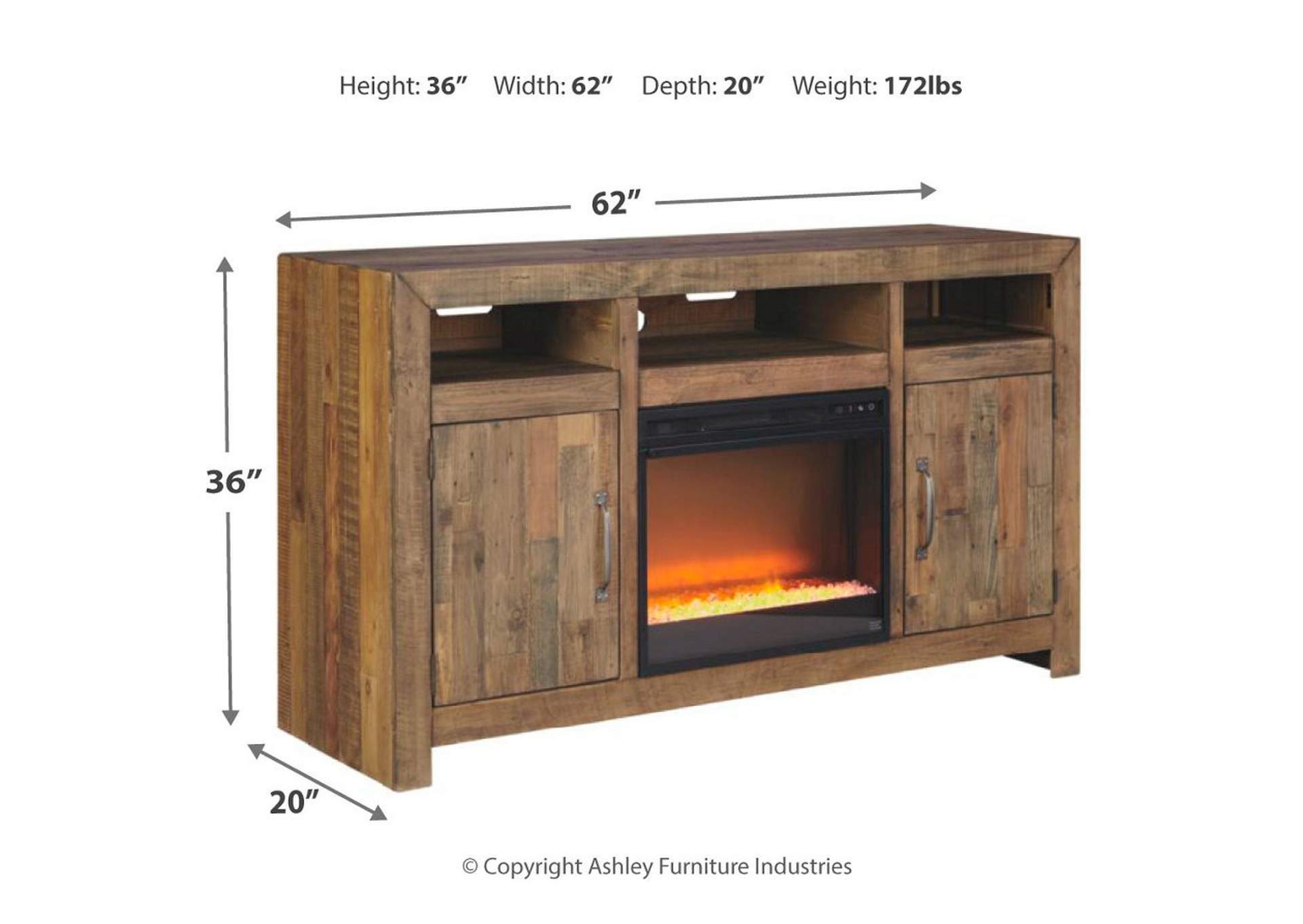 Sommerford 62" TV Stand with Electric Fireplace,Signature Design By Ashley