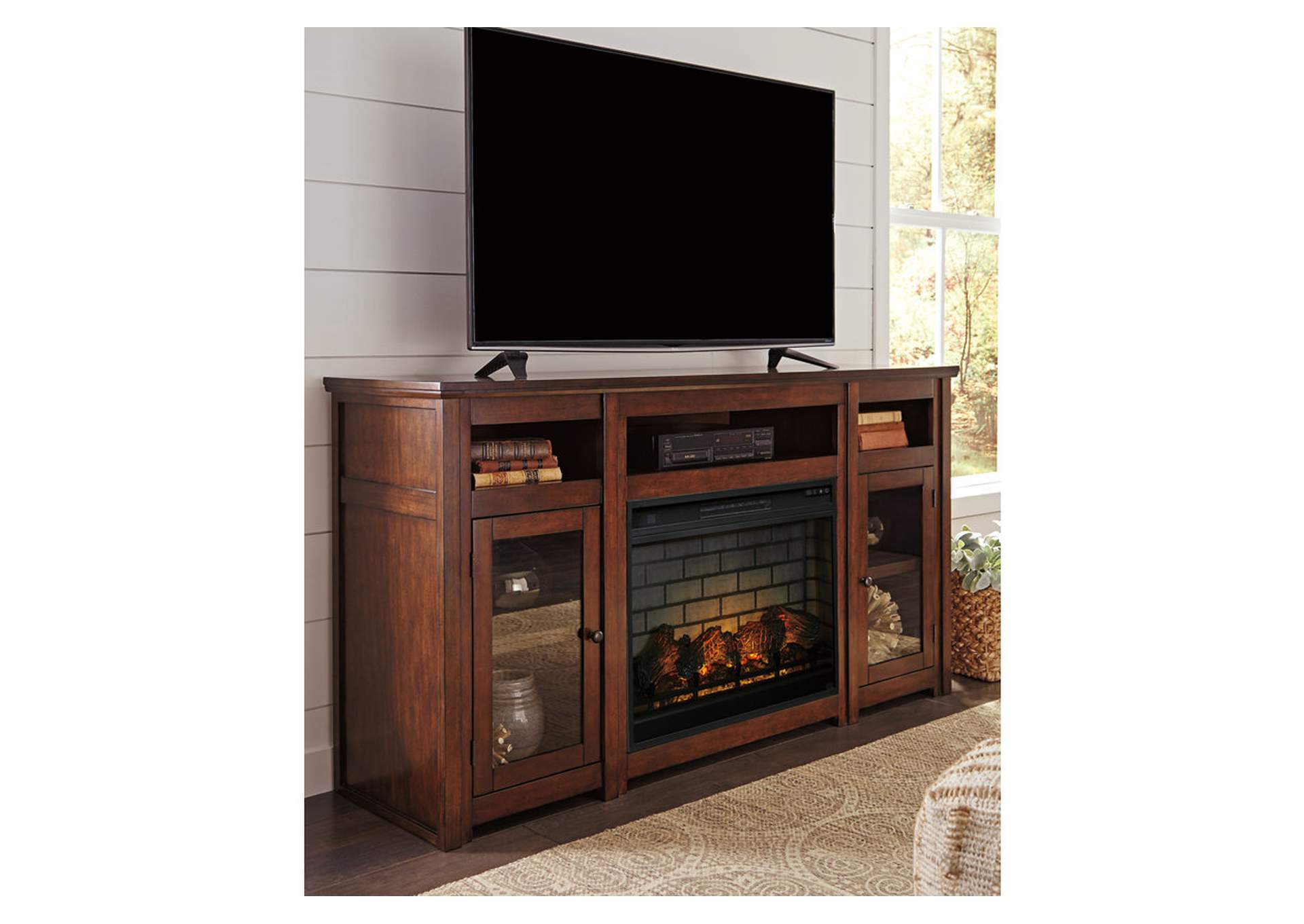 Harpan 72" TV Stand with Electric Fireplace,Signature Design By Ashley