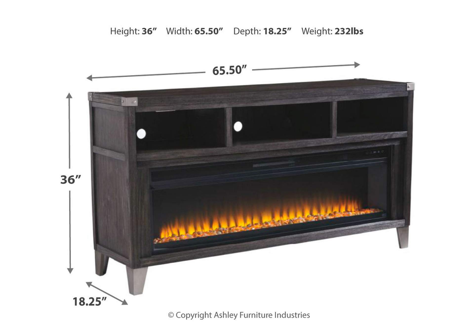Todoe 65" TV Stand with Electric Fireplace,Signature Design By Ashley