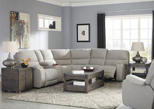 Image for Bohannon Putty Left Facing Sectional w/ Right Facing Power Reclining Console Loveseat and Rocker Recliner