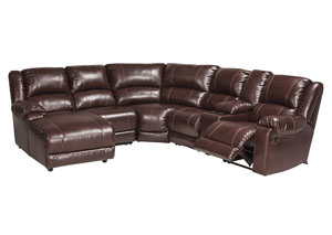 Image for MacGrath DuraBlend Mahogany Left Facing Corner Chaise Sectional w/Console and Storage