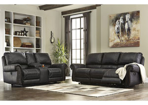 Image for Milhaven Black Reclining Sofa and Loveseat w/Console