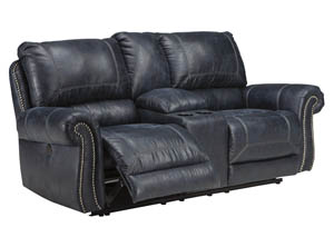 Image for Milhaven Navy Double Power Reclining Loveseat w/Console
