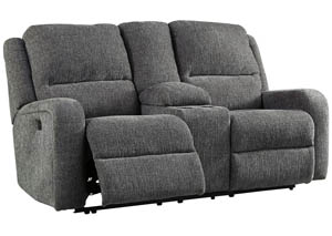 Image for Krismen Charcoal Power Reclining Loveseat w/Console Adjustable Headrest