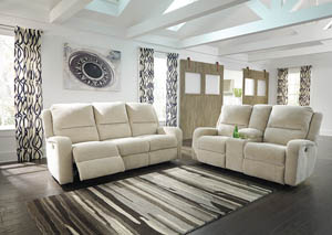 Image for Krismen Sand Power Reclining Sofa and Loveseat w/Adjustable Headrest