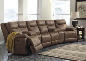 Image for Valto Saddle Left Facing Sectional w/ 2 Storage Consoles and Right Facing Zero Wall Recliner