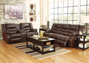 Image for Linebacker DuraBlend Espresso Reclining Sofa & Loveseat