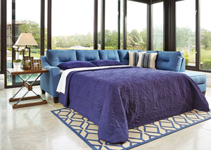 Image for Kirwin Nuvella Blue Left Facing Queen Sleeper Sectional
