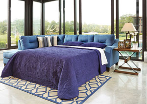 Image for Kirwin Nuvella Blue Right Facing Queen Sleeper Sectional