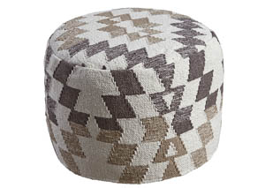 Image for Abraham White/Brown Pouf