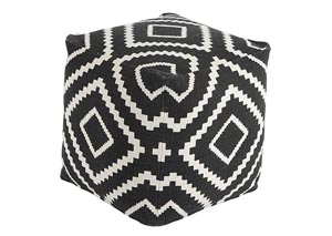Image for Geometric Black Pouf