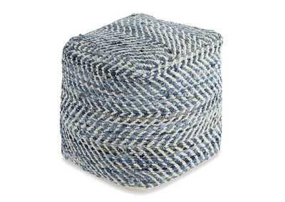 Image for Chevron Blue Pouf