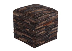 Image for Cowhide Dark Brown Pouf