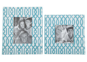 Image for Baina Teal/White Photo Frame (Set of 2)