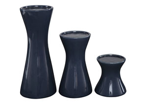 Image for Cais Navy Candle Holder (Set of 3)
