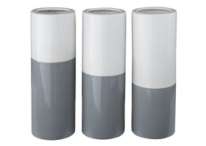 Image for Dalal Gray/White Vase (Set of 3)